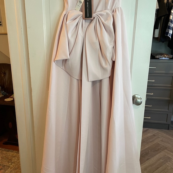 NWT Sachin and Babi Hadley v-neck back now empire gown in pink. Size 6 - Picture 7 of 7